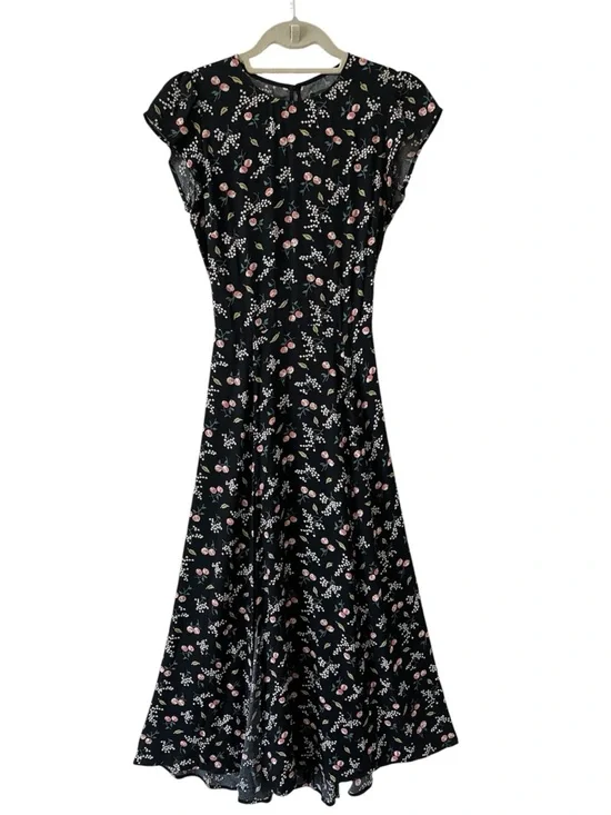 Reformation Gavin Dress Sasha Floral High Slit Cut Out Back Midi Black 4 - Picture 8 of 16